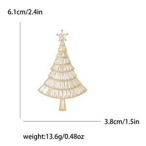 Eleganter Weihnachtsbaum Brosche mit funkelndem Zirkonia auf goldenem Metall-Basis