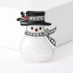 Kerst sneeuwman broche met wit emaille en fonkelende kristallen kleurrijke accenten