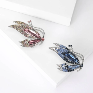Broche Papillon en Alliage et Strass pour Femmes Émail de Haute Qualité Forme d'Animal Insecte Bijoux Élégants Accessoire