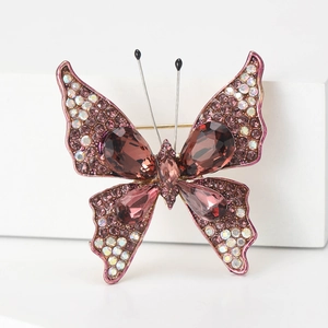 Exquisite Schmetterlingsbrosche mit lila Kristallsteinen und edlem Metall-Finish