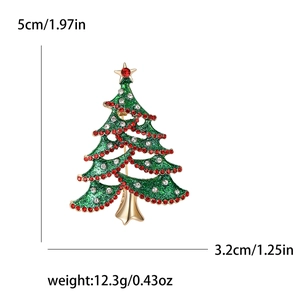 Fashion alloy hollow Christmas tree brooch with colorful rhinestones and dimensions