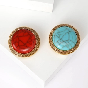 Vintage Tibetan Style Flower Brooch Pin Alloy Gold Plated Rhinestone Enamel Crackle Texture Corsage For Women Accessories