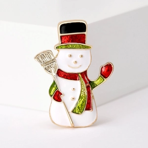 Mignonne Broche Bonhomme de Neige de Noël Alliage Émail Goutte d'Huile Blanc Bonhomme de Neige Épinglette Festive Vêtements d'Hiver Écharpe Bijoux Femme