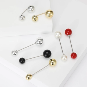 Broche en Alliage avec Imitation Künstliche Perle Double Tête Épingle de Sûreté Anti Exposition Épingle de Revers Bijoux de Mode Minimaliste Cadeau Femme