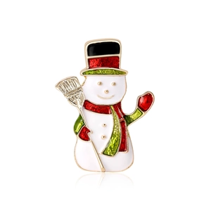 Broche de bonhomme de neige de Noël en alliage doré et émail pour les tenues d'hiver