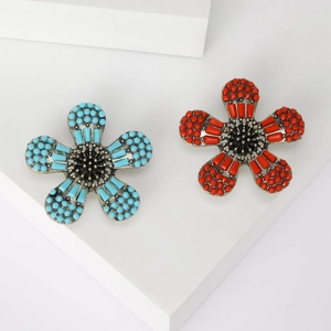 Vintage Legierung Blumenbrosche Mit Emaille Drip-Öl Ethnisch Stil Böhmisch Fünf-Blütenblatt Floral Anstecknadel Für Damen Mode Schmuck