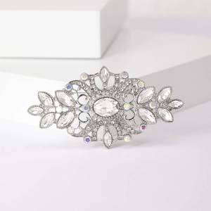 Vintage silver alloy brooch with radiant crystal rhinestones for wedding dresses