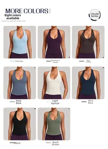 Aperçu des débardeurs de sport dos nu à col en V disponibles en huit couleurs unies