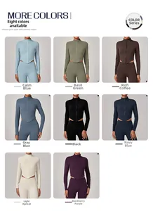 Collage montrant huit options de couleurs vives pour les ensembles de yoga extensibles