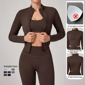 Ensemble de yoga 3 pièces pour femme avec veste à col montant et legging