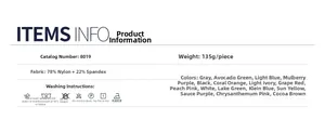 Detail specifications of high waist yoga shorts with fabric info and washing guide