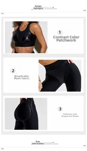 Detail of black yoga set featuring breathable mesh panels and butt-lifting seam design