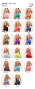 Vista dettagliata con 17 colori disponibili per la tutina da yoga con schiena scoperta