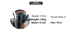 Tableau détaillé montrant le short de fitness sur un modèle avec guide des tailles