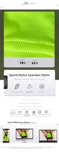Detail of green mesh yoga set fabric made of 78% nylon and 22% spandex for breathability