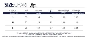 Size chart table for scrunch butt yoga bodysuit including bust waist and hip measurements