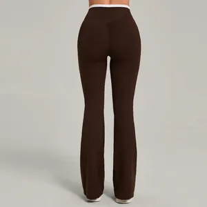 High waist scrunch butt flare yoga pants for women with pockets and tummy control fit
