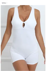 Detailed view of white high-elastic bodysuit with deep V-neck and twist knot front detail