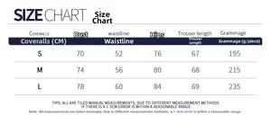 Detailed size chart for women's backless yoga jumpsuit showing S M L measurements