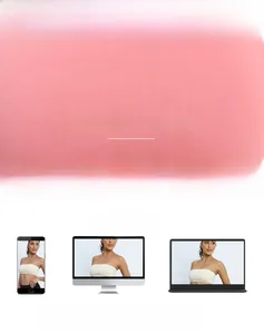 Pink breathable nylon fabric texture and beige yoga bra color display on various screens