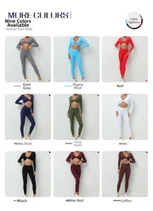 Ensemble de yoga femme avec legging taille haute et haut court noué en neuf coloris