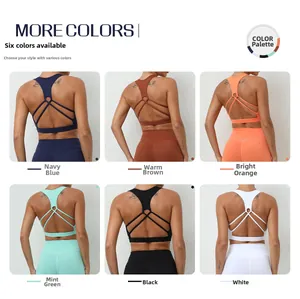 Brassière de sport dos croisé disponible en six couleurs pour le yoga et le fitness