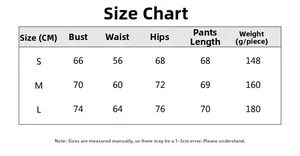 Size chart for women high elastic yoga jumpsuit showing S M L measurements in cm