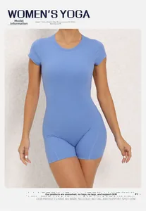 Detailed close-up of light blue open-back yoga bodysuit with built-in padding and slim fit