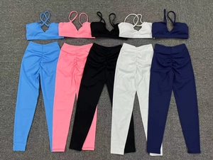 Tenues de yoga sans couture avec leggings taille haute et soutiens-gorge en 5 couleurs