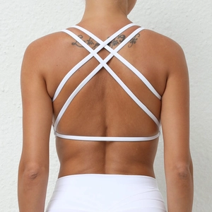 Women's Seamless Crisscross Back Sports Bra Quick Dry Padded Wirefree Yoga Top For Gym Running Workout