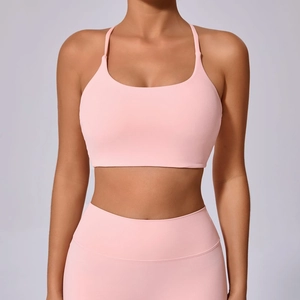 Blassrosa zweiteiliges Yoga-Set mit Sport-Bra und High-Waist-Leggings für Damen