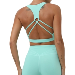 Ensemble de yoga vert menthe avec brassière à dos croisé et legging taille haute