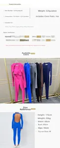 Detail view of backless yoga jumpsuit with built-in chest pads and breathable fabric