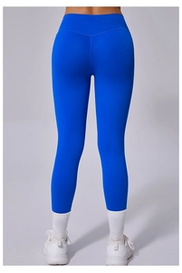 Vue arrière du legging de yoga bleu roi taille haute avec effet galbant et push-up fessier