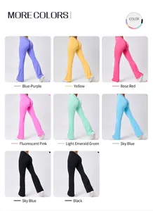 Detailansicht der High-Waisted Scrunch Butt Yoga-Schlaghosen in sieben kräftigen Farben