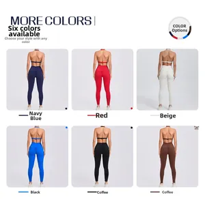 Collage de leggings de yoga taille haute montrant six couleurs et effet liftant
