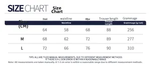 Guide des tailles détaillé pour ensemble de yoga avec mesures du buste et de la taille en cm