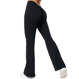 Schwarze Yoga-Schlaghose mit hoher Taille und Pfirsich-Push-up-Effekt für Fitness