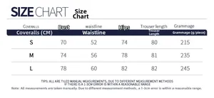 Detailed size chart for yoga bodysuit showing S, M, L measurements in centimeters