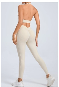 Detailed back view of scrunch butt yoga bodysuit showing lift and sculpting effect