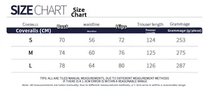 Tableau des tailles pour combishorts dos nu avec dimensions S, M, L en CM pour fitness