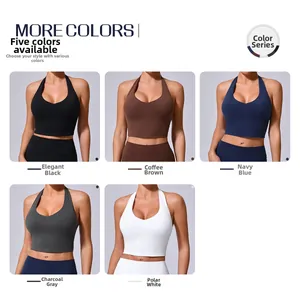 Brassières de sport dos nu en noir, marron, marine, anthracite et blanc pour le yoga