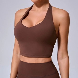 Soutien-Gorge de Sport Dos Nu pour Femme Gilet de Yoga Séchage Rapide Haute Élasticité Fitness Course Workout Activewear Top