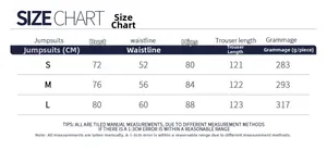 Tableau des tailles pour la combinaison de sport montrant le buste la taille et les hanches