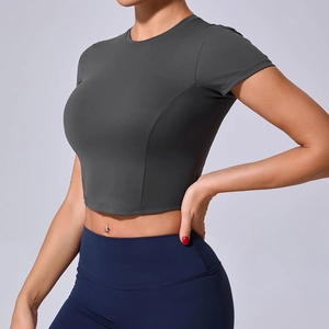 Women's slim fit sports T-shirt and yoga leggings set for running and gym workouts