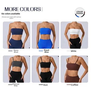Collection de brassières de sport en six couleurs dont bleu marine, anthracite et noir
