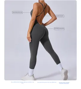Détail d'une combinaison de yoga dos croisé avec bretelles réglables et effet galbant