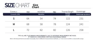 Detailed size chart for yoga bodysuit with bust waist and hip measurements in cm