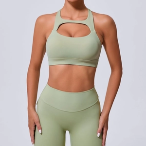 Soutien-gorge de Sport Femme Évidé avec Dos Croisé Haut de Yoga Maintien Élevé pour Gym Fitness Course Pilates Vêtements de Sport