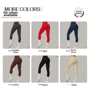 Collage montrant six couleurs de leggings de yoga taille haute effet push-up